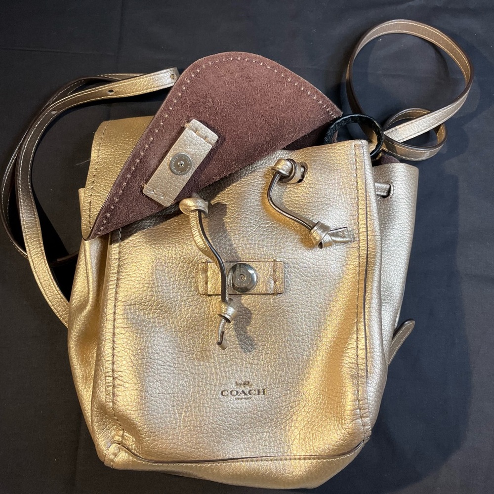 Coach Gold Convertible Backpack Crossbody - Picture 4 of 9